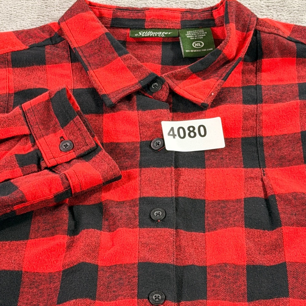 Stillwater Supply Co Shirt Womens XL Red Buffalo Plaid Tunic Button Up Pockets
